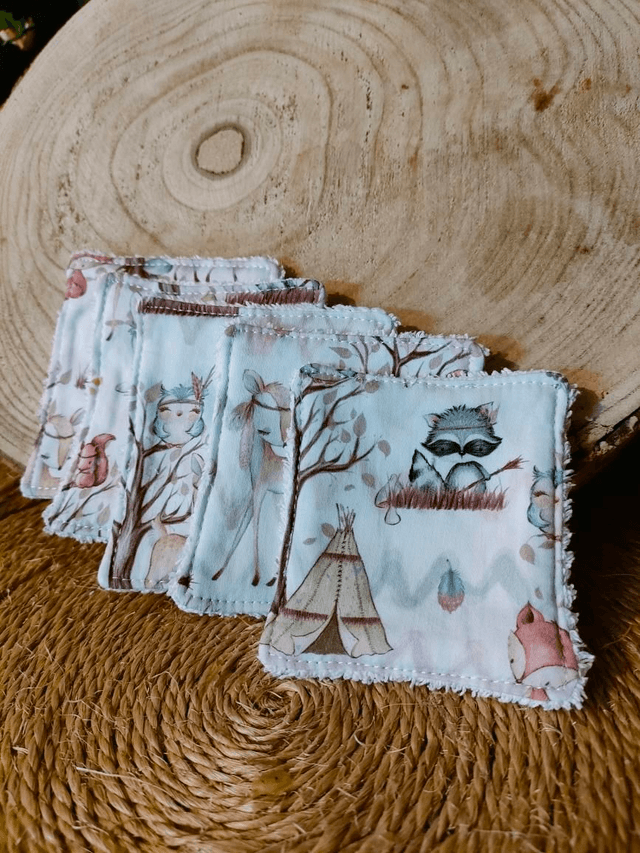 Lot de 5 lingettes thème forêt 