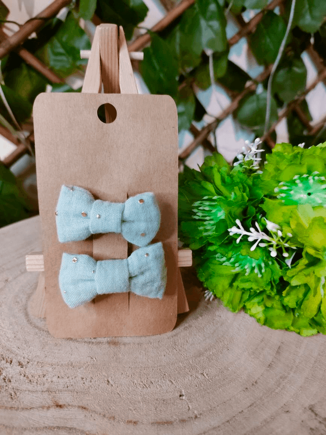 Duo barrettes vert d&#039;eau 5cm