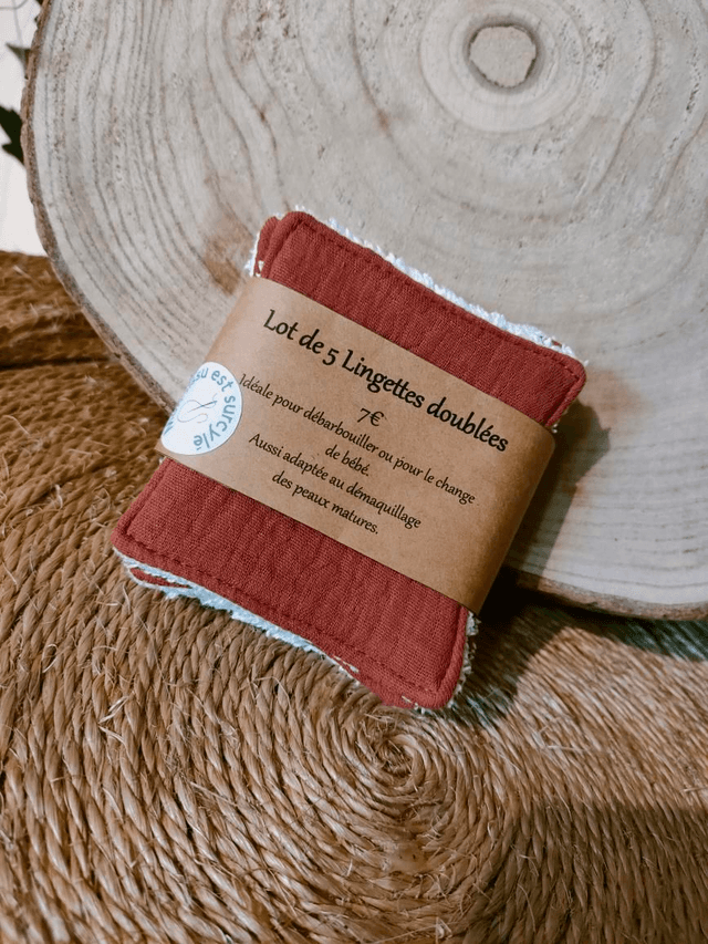 Lot de 5 lingettes uni brique